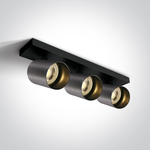 Drievoudige retro led spot -3L - kleur - metal grey - GU10