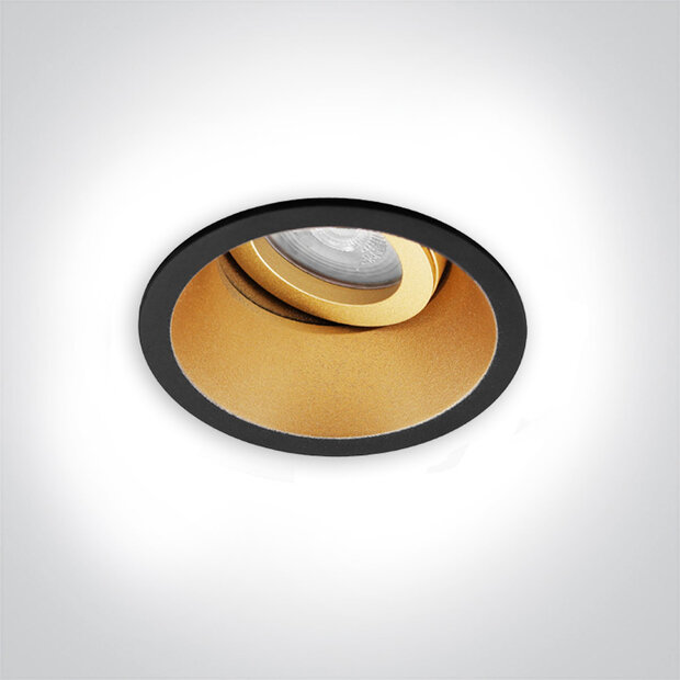 Jada - inbouwspot verdiept - 93mm - verstelbaar- IP20 - GU10 - zwart / Goudkleurig