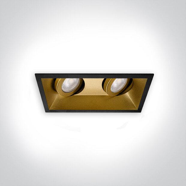Marra - verstelbare dubbele inbouwspot - vierkant - verdiept - IP20 - 2xGU10 - zwart/ Goud