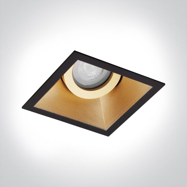 Marra - verstelbare inbouwspot - vierkant - verdiept - IP20 - GU10 - zwart / Goud