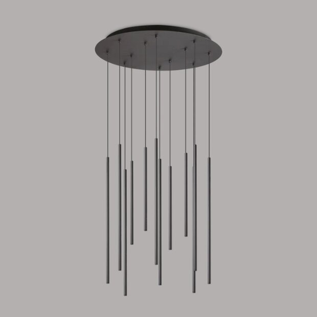 Hanglamp - 12-lichts - 600mm - 19W - LED built in - Zwart - Aan/uit