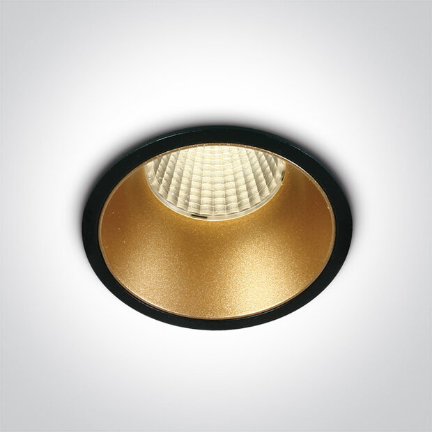 Inbouwspot COB led - 12W - incl. dimbare driver - Zwart - Reflector Brons-Goudkleurig