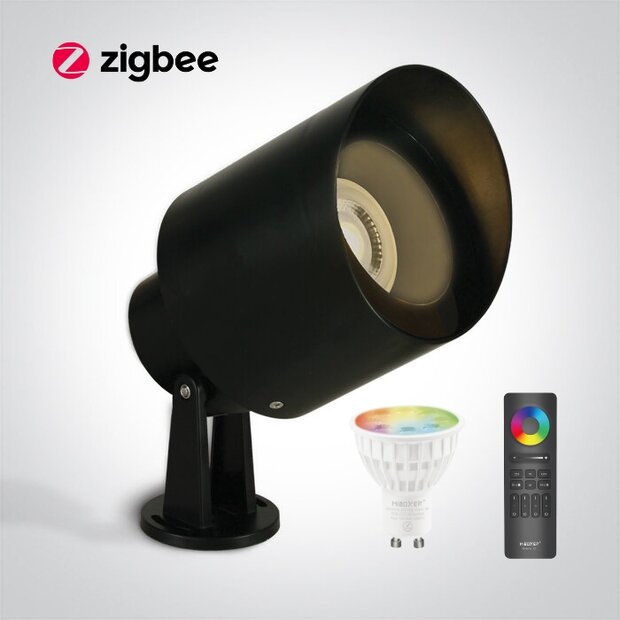 Zigbee Outdoor kunststof tuinlamp - IP65 - IK06 - GU10-Zwart