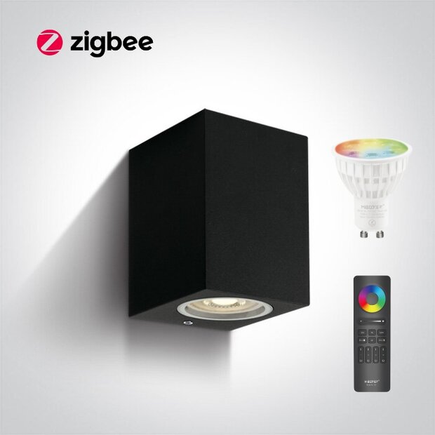 Zigbee Moderne wandlamp ZWART IP65 - LED RGBWW - Aluminium -downlighter