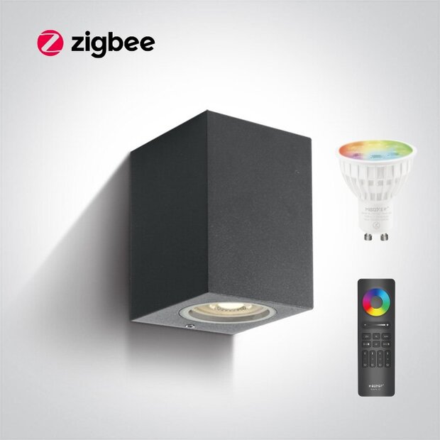 Zigbee - Moderne wandlamp ANTRACIET IP65 - LED RGBWW-Aluminium -downlighter
