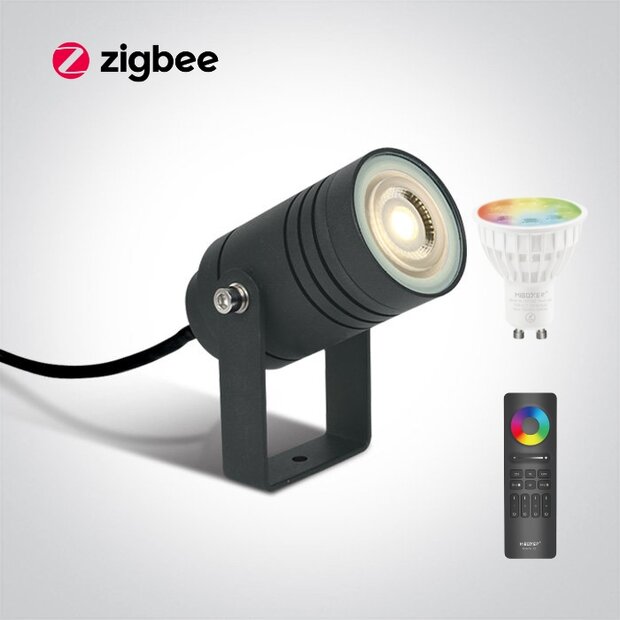 Zigbee Tuin spot - IP65 - 50W - LED RGBWW - Antraciet