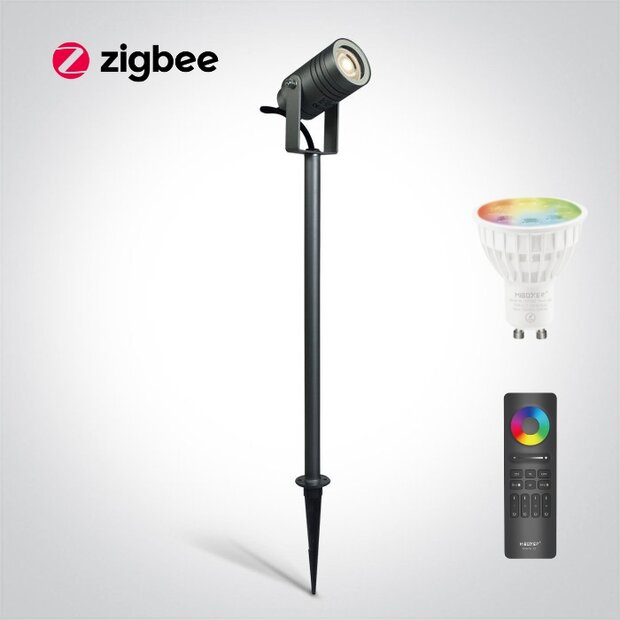 Zigbee hoge Tuin spot - IP65 - 35W - LED RGBWW - 70 cm - Antraciet