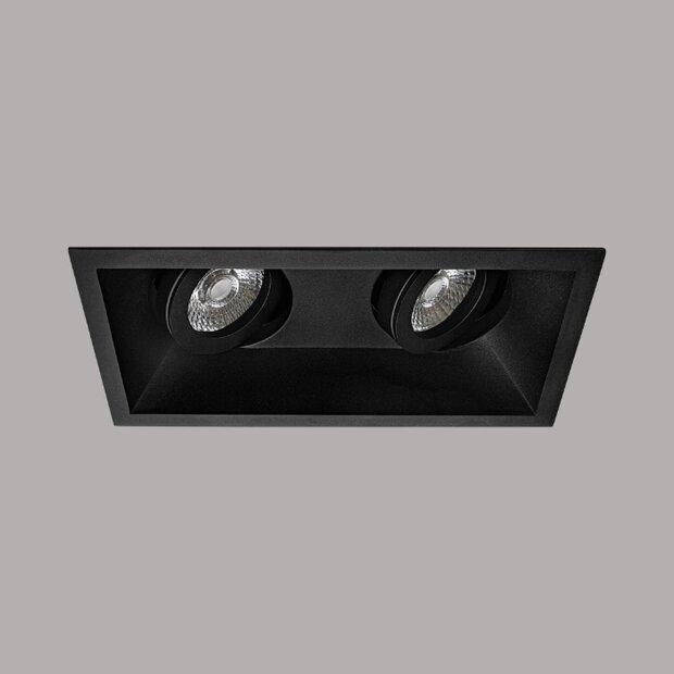MARRA-verstelbare inbouwspot vierkant - dubbel - verzonken lampzitting - GU10 - ZWART