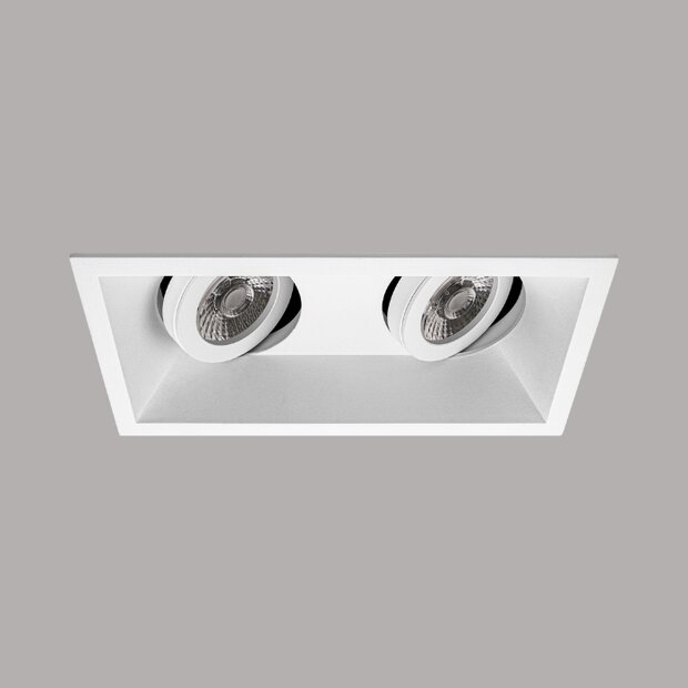 MARRA-verstelbare inbouwspot vierkant - dubbel - verzonken lampzitting - GU10 - WIT