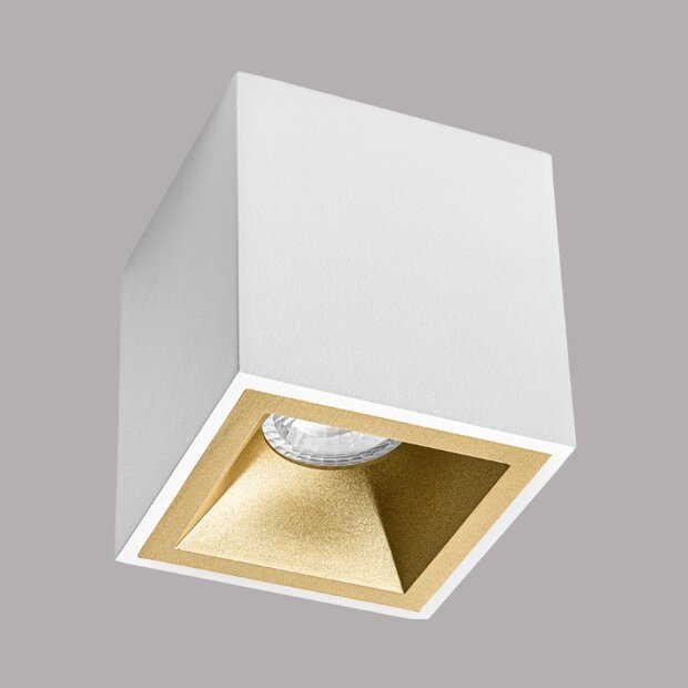 Opbouwspot LISA - vast - wit - incl. reflector goud en GU10 fitting
