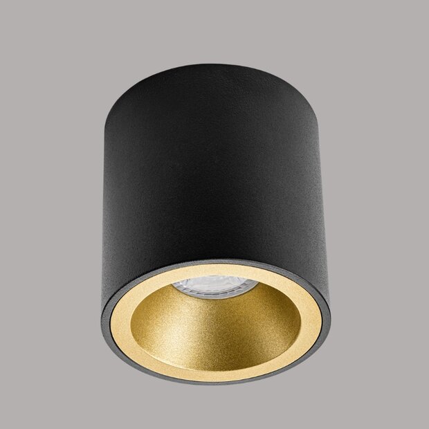 Opbouwspot SILVA - vast - rond - zwart - incl. reflector-Goud en GU10 fitting