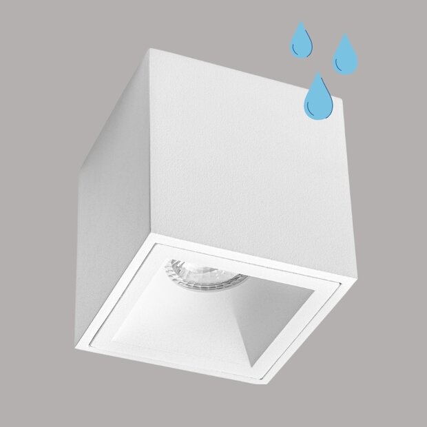 BADA Plafond spot opbouw vierkant - IP65 - GU10 - WIT
