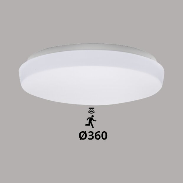  LED Plafonni&egrave;re &oslash;360mm - IP44 - 18W - 3000-4000-6000K+bewegingssensor