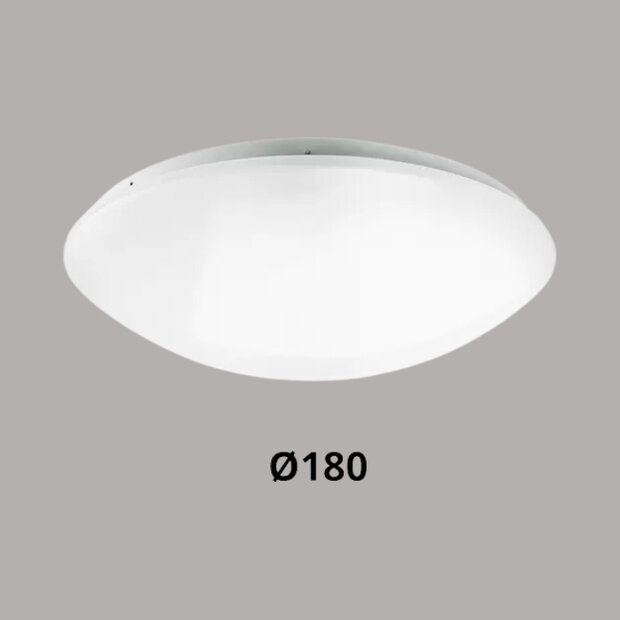  LED Plafonni&egrave;re / Wandarmatuur IP44-8W-3000K-650lm-&Oslash;180 (1x18W)