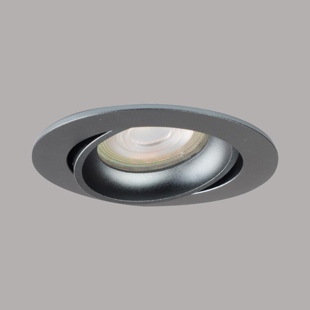 LEWA - inbouwspot VLAK - rond - instelbaar - IP20 - GU10 - Gun Metal