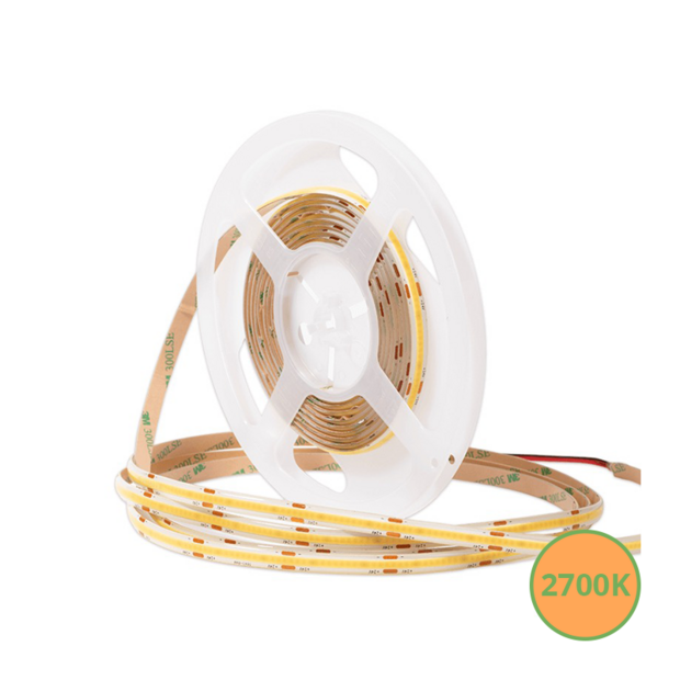 COB LEDSTRIP | VRIJ KNIPBAAR | 24V | IP65 | 5M | 10W/M | 2700K