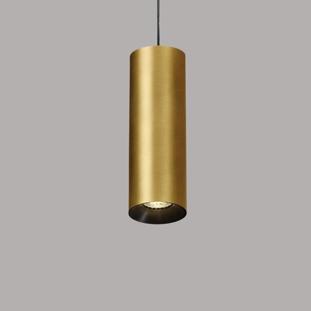 Cilinder Pendants-240 mm-kleur: geborsteld messing - kleur: reflector na keuze.