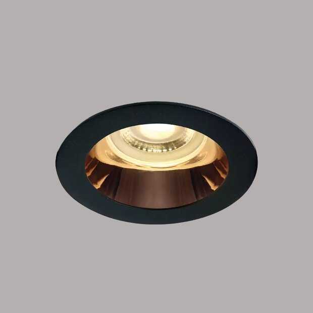 Inbouwspot behuizing rond - IP20-GU10 - Zwart - Reflector Koper