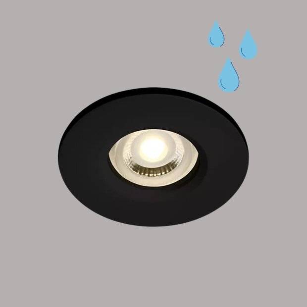 Badkamer inbouwspot behuizing rond - IP65  50W  GU10-GU5.3 - ZWART