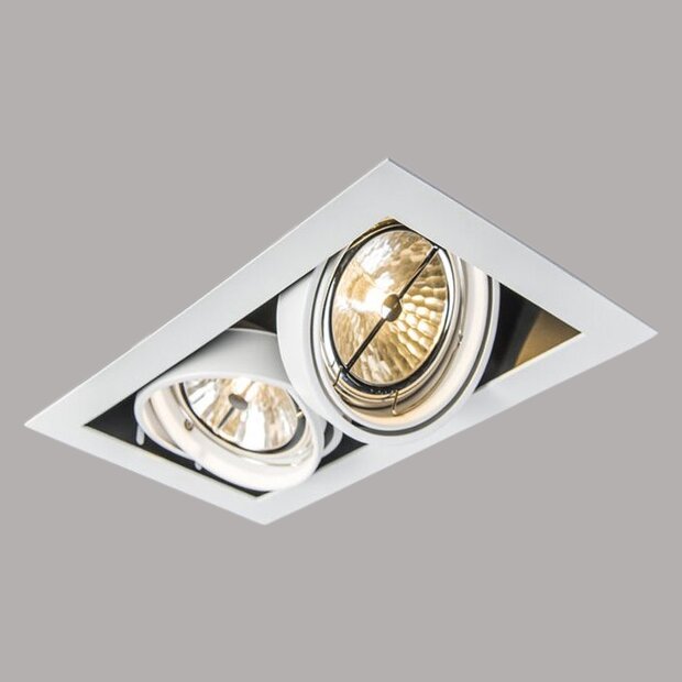 Inbouwspot zwart AR111 verstelbaar 2-lichts - Wit