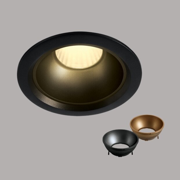 Downlight verdiept - &amp;#x00f8;118mm - 20W - 3000K warm wit - vast - met niet dimbare driver - zwart