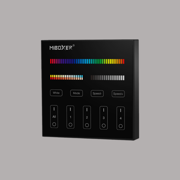 Milight/Miboxer 4-zone RGB+WW afstandsbediening paneel touch op batterij-zwart