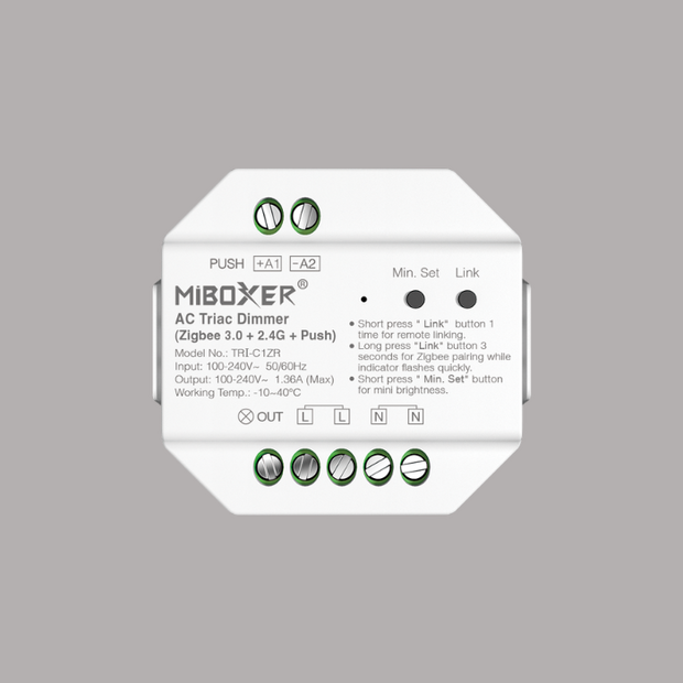 Miboxer - AC dimmer-traditionele verlichting - Zigbee 3.0+RF 2.4GHz+Push to dim