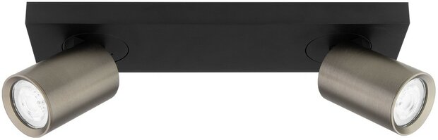 Opbouwarmatuur ES - 2-lichts kantelbaar &Oslash;55 Zwart RAL9004/Bronze RAL7048 - incl. GU10 Fitting