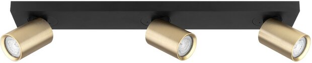 Opbouwarmatuur ES - 3-lichts kantelbaar &Oslash;55 Zwart RAL9004/Messing RAL1001 - incl. GU10 Fitting