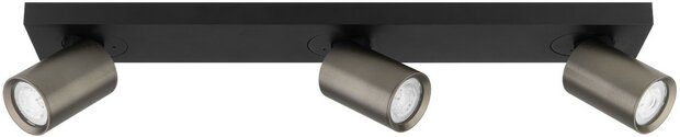 Opbouwarmatuur ES - 3-lichts kantelbaar &Oslash;55 Zwart RAL9004/Bronze RAL7048 - incl. GU10 Fitting