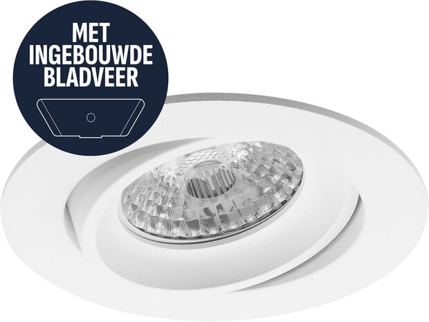 LEWA - inbouwspot VLAK met bladveren - 82mm - instelbaar - IP20 - GU10 - wit