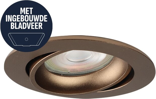 LEWA - inbouwspot VLAK met bladveren - rond - instelbaar - IP20 - GU10 - Brons