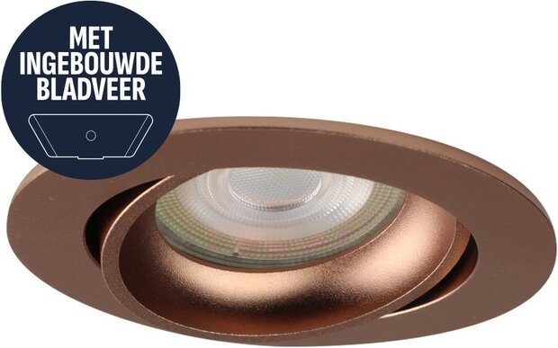 LEWA - inbouwspot VLAK met bladveren - rond - instelbaar - IP20 - GU10 - Ros&eacute;-Goud