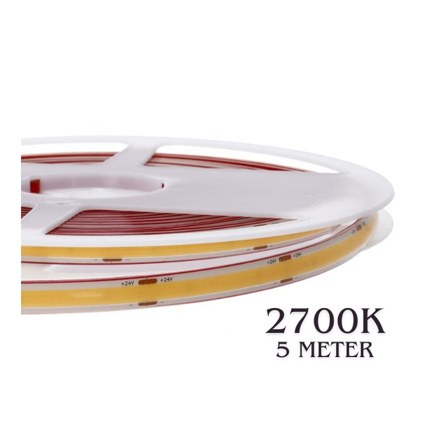 COB LEDSTRIP | VRIJ KNIPBAAR | 24V | IP65 | 5M | 10W/M | 2700K