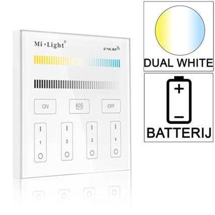Milight 4-zone Dual White afstandsbediening paneel touch batterij