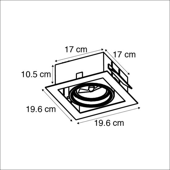 Instelbare inbouwspot vierkant - IP20 - G53 - Zwart - ONEON 111