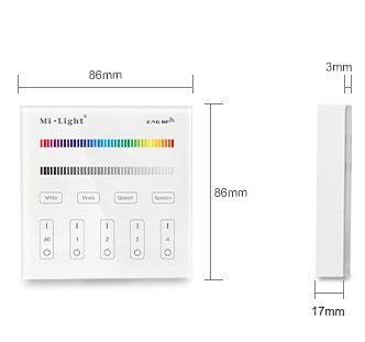 Miboxer/Milight 4-zone RGB/RGBW afstandsbediening paneel touch op batterij