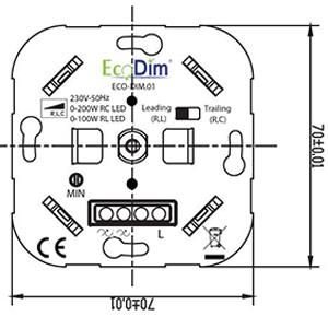 LED dimmer 0-300W EcoDim universeel fase aan en afsnijding