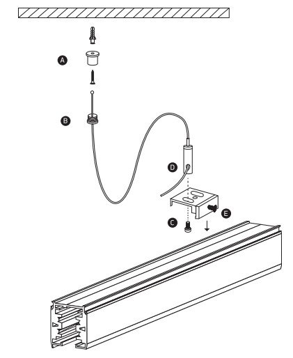 Ophang systeem voor voedings rails