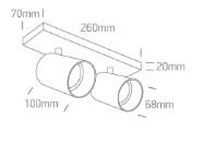 Dubbele led spot -2L - kleur geborsteld messing - GU10