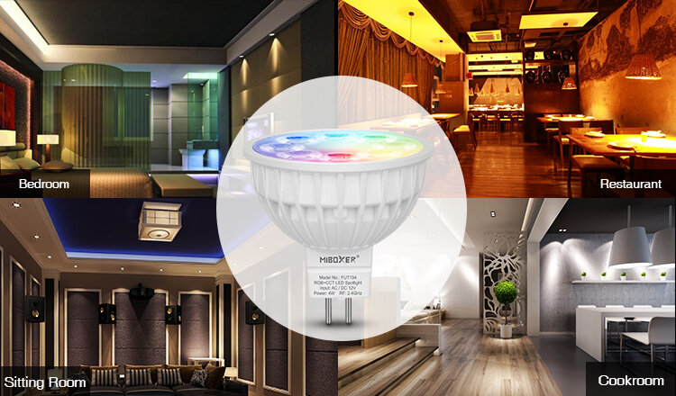 Milight/Miboxer led spot RGBWW 4 Watt MR16-GU5.3 fitting 12V 