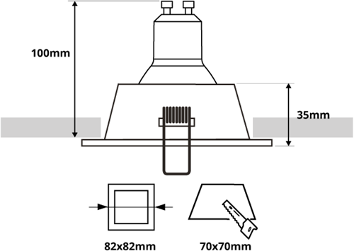 FENNA badkamer inbouwspot vierkant - IP65 KIT - GU10 - ZWART/BRONS