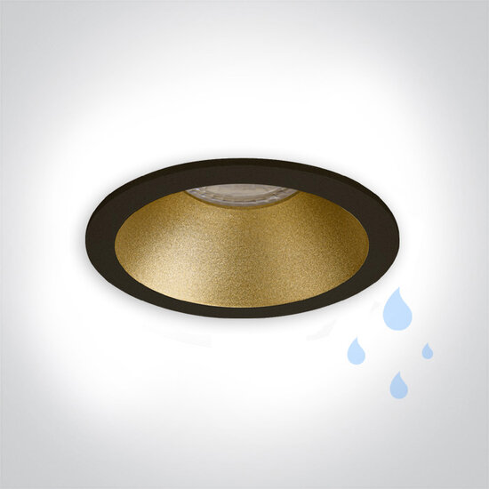 LEWA - inbouwspot verdiept - rond &oslash;82mm - vast - voor binnen  en buiten gebruik - IP65 - GU10 fitting - zwart / Goud-Bro