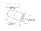 GU10 - 3-fase railspot - &oslash;55x120mm - met anti-verblindingsraster - Zwart