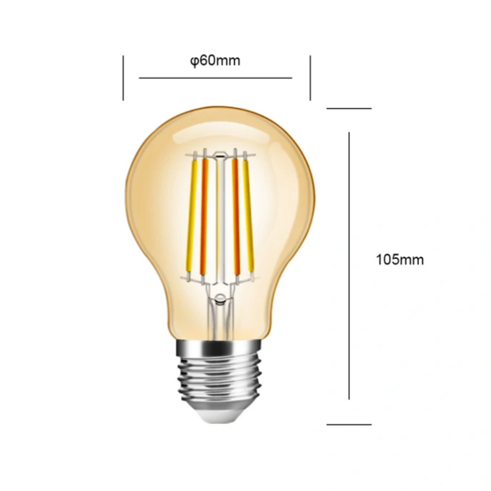 Slimme Zigbee E27 filament lamp - A60 model - amberkleurig