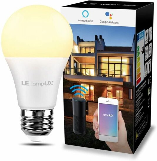 Lampux Warm Wit - 2700K, 806Lm, wifi lamp, E27, 9W