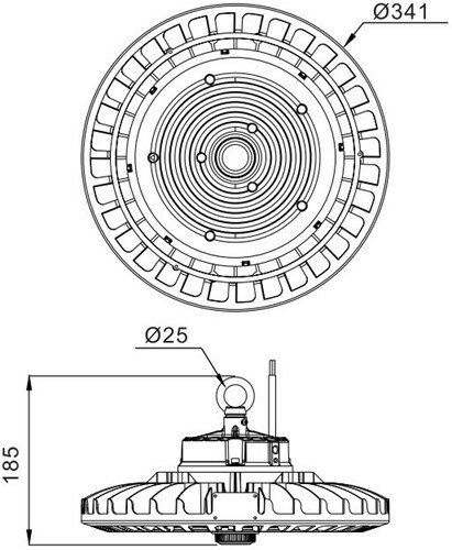 LED Highbay Storm G2 100-200W 4000K 17000-30000lm 90D 0-10V Dimbaar Zwart (250-400W)