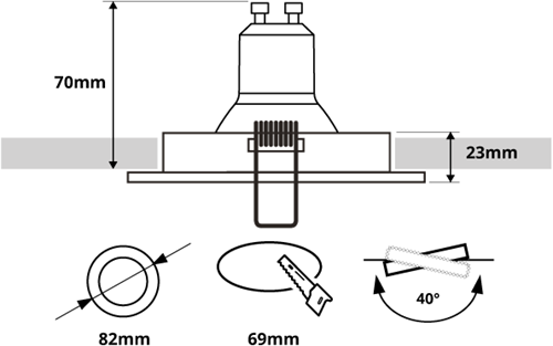 LEWA - inbouwspot VLAK - rond &oslash;82mm - instelbaar - voor binnen - GU10 fitting - wit