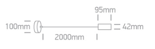 Cilinder hanglamp &oslash;42mm - hoogte 2000mm - Zwart - E27 fitting