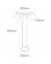 Sokkel kunststof Tuinlamp - IP65 - compleet - dubbel - Antraciet